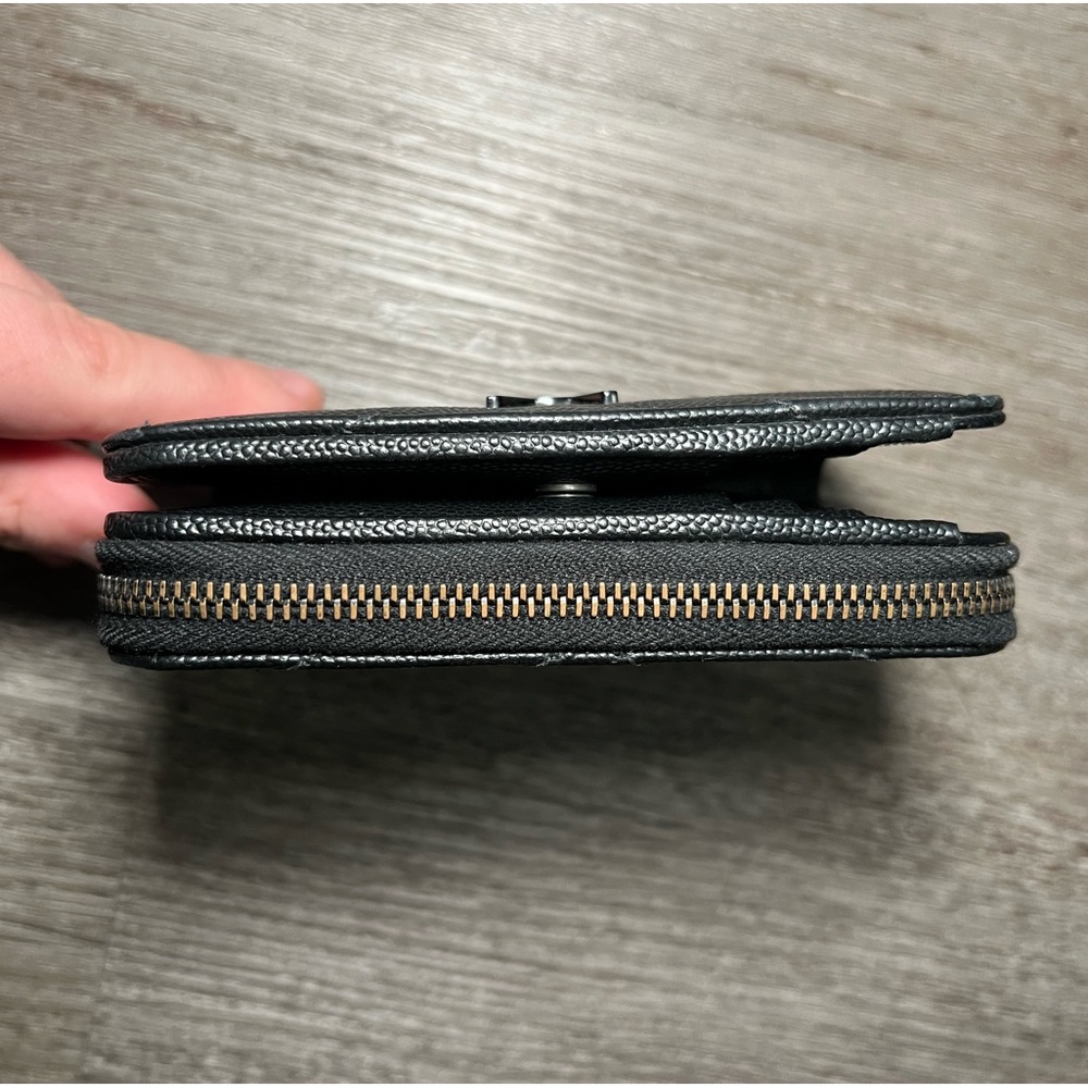 YSL Saint Laurent Cassandra Compact Wallet Black Calfskin Leather Black Hardware - Picture 5 of 15